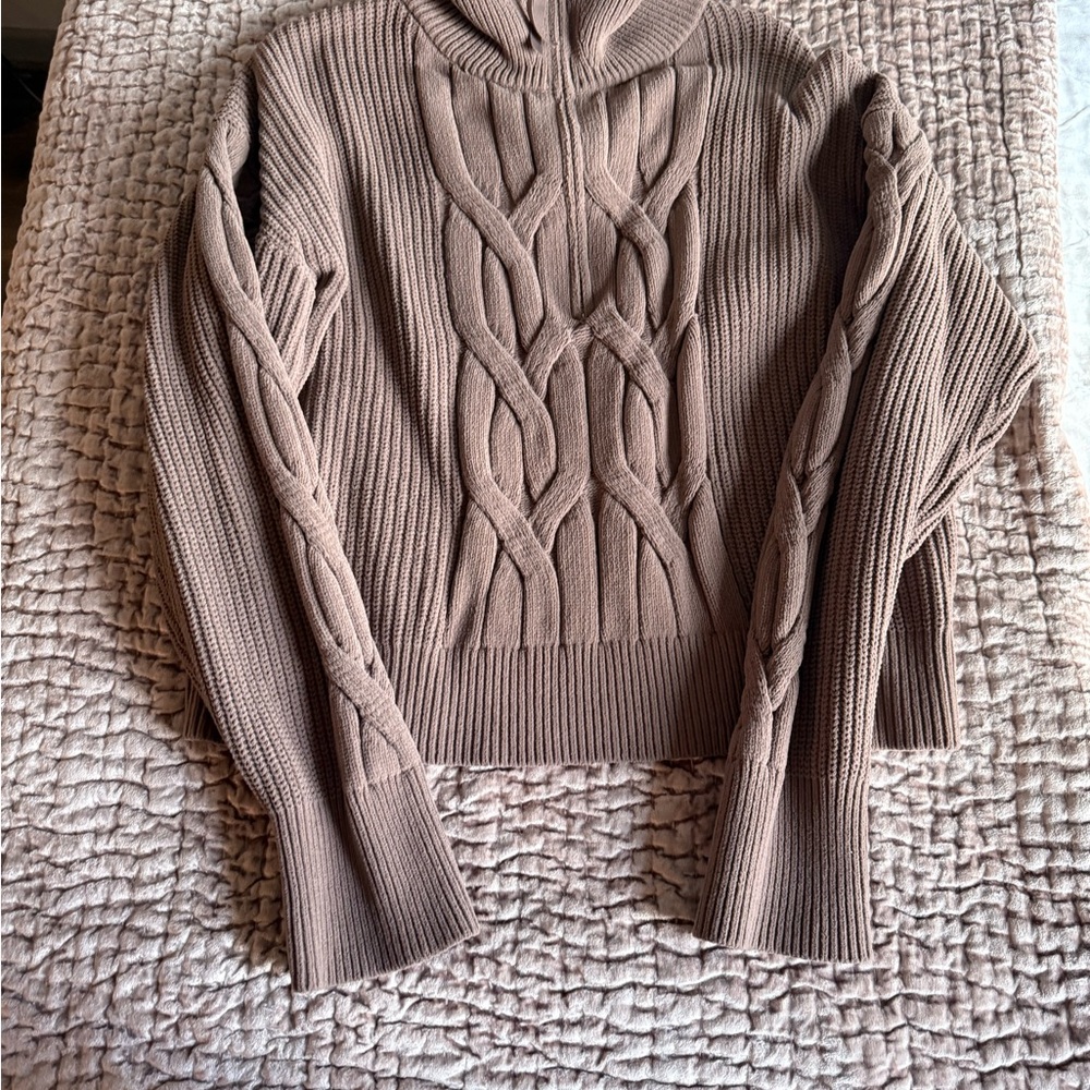 lululemon athletica Taupe Cable Knit Sweater